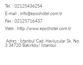 Epos Hotel Bakrky iletiim bilgileri